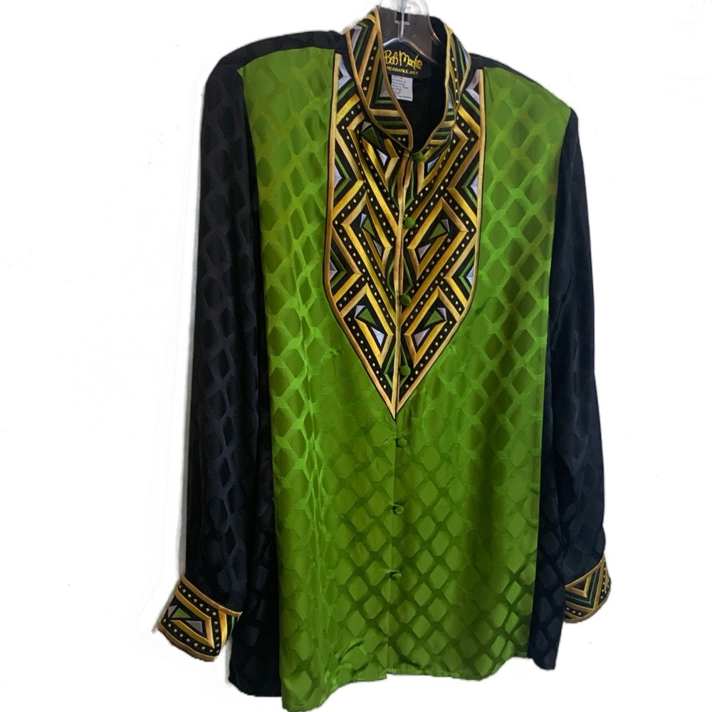 Bob Mackie Silk Wearable Art Long Sleeve Blouse / Jacket Sz M - Picture 2 of 12